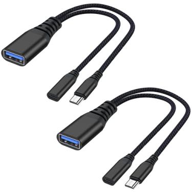 Imagem de AreMe Pacote com 2 adaptadores OTG para Fire TV Stick 4K, cabo micro USB para USB OTG para tablet Android e mais dispositivos host com micro USB (preto)