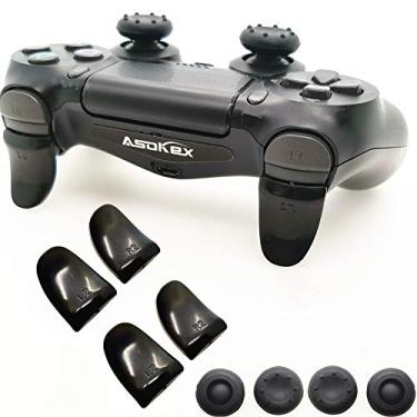 Imagem de Extensores de gatilho L2 R2 Ps4 (2 pares de gatilhos L2 R2, 4 peças de tampa de joystick, 2 pares de adesivos de barra de luz de LED) para controle Ps4 (preto)
