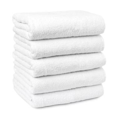 Imagem de Kit 04 Toalha Banho Branca Teka Linha Profissional Hotel Clinica Spa