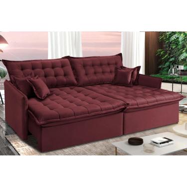 Imagem de Sofá Sem Caixa Retrátil Reclinável 2,55m Cama inBox Versátil. com Pillow Top e Molas Velusoft