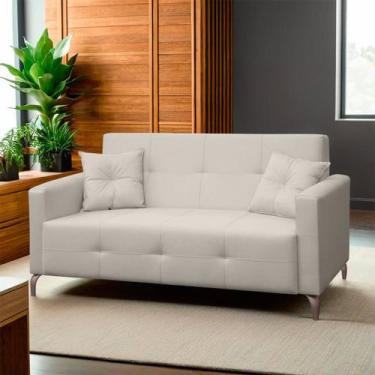 Imagem de Sofá Fixo 2 Lugares 1,60 Espanha Living Linho Pés Metal e Molas - SOFA
