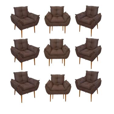 Imagem de Kit 09 Cadeiras Poltronas Opala Clinica Salão Balaqui Decor Cor:marrom
