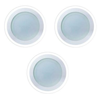 Imagem de Kit 3 Luminárias Lâmpada Led 18w Plafon Embutir Borda Vidro