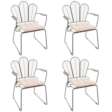 Imagem de Conjunto Com 4 Cadeiras Para Sala De Estar Vegas Aço Corten/bege