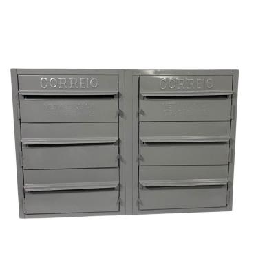 Imagem de Caixa De Correios Cinza 6 Módulos Tamanho 15x50x36cm Aço Cinza