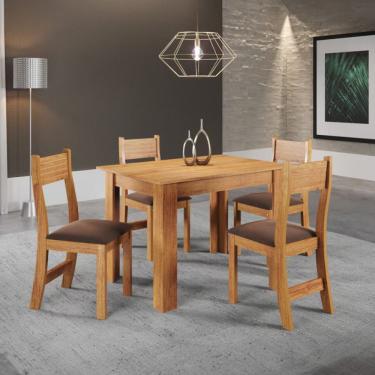 Imagem de Mesa De Jantar Tulipa 4 Cadeiras Estofadas Em Veludo Viero Mel-bombom