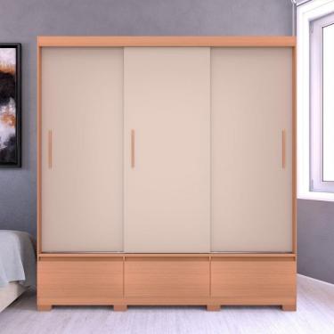 Imagem de Guarda Roupa Casal Bartira Monza 3 Portas 3 Gavetas Avelã-cappuccino