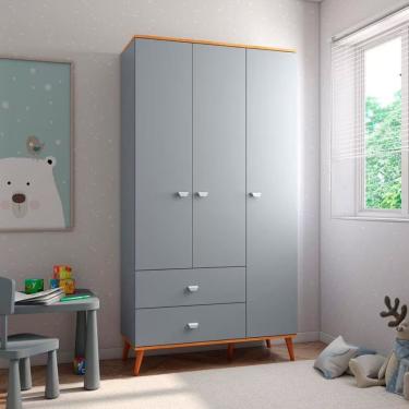 Imagem de Guarda Roupa Infantil Bartira Ternura 3 Portas 2 Gavetas Azul Wood