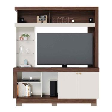 Imagem de Estante Home Tv Até 50 Polegadas 2 Portas Vanessa Nogueira Real-off White