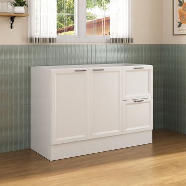 Imagem de Balcão 2 Portas 2 Gavetas 120cm Sem Tampo Soho Cabecasa Madeiramadeira Branco