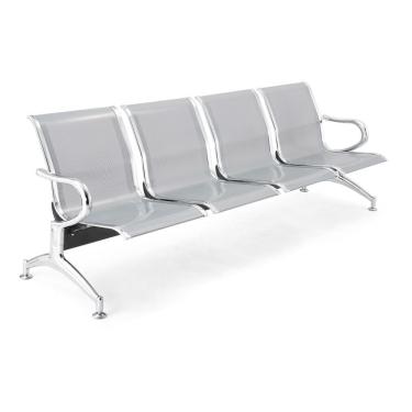 Imagem de Cadeira Longarina Sem Estofado Cromada 4 Lugares