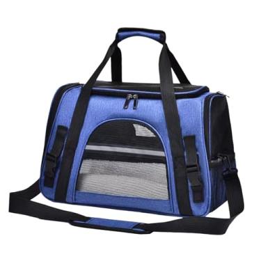Imagem de Ｂｅｓｇａ Bolsa de transporte para animais de estimação com alça de ombro e tapete removível, bolsa de transporte para gatos respirável, de viagem para animais, Azul