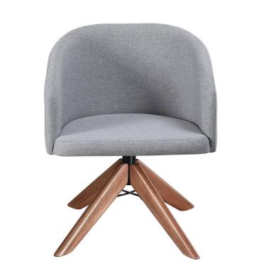 Imagem de Poltrona Estofada com Base Giratória em Madeira Maciça – Zara Exclusiva