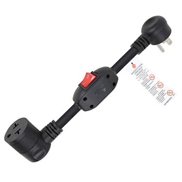 Imagem de Plugrand Cabo De Interruptor Liga/Desliga Nema 5-15P 4 Em 1 Angular, Para 5-15R, 5-20R, 6-15R, 6-20R, Adaptador Fêmea, 12Awg, Serviço Pesado, 20A, 12V, Extensão 30 Cm