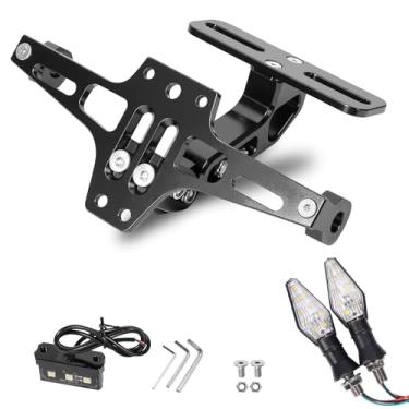 Imagem de Suporte universal ajustável para placa de motocicleta kit eliminador de para-lama com setas para Honda, Kawasaki, Yamaha, Suzuki, Ducati, BMW