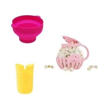 Imagem de Pipoqueira De Vidro Para Micro-ondas Com Tampa Dobrável De Silicone E 