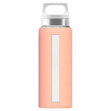 Imagem de Sigg Garrafa de água Dream Shy Pink (0,65 litros), garrafa de vidro livre de poluentes e resistente ao calor, garrafa de água de vidro à prova de vazamento com capa de silicone