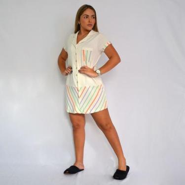 Imagem de Camisetao aberto listra cores - MUNDO DOS PIJAMAS, M