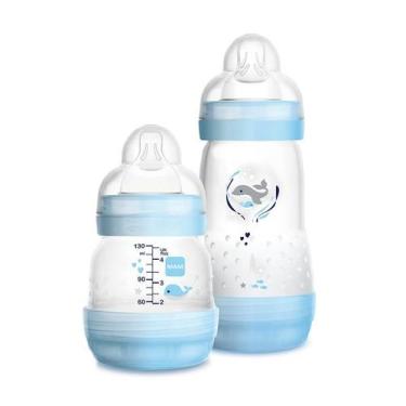 Imagem de Kit Mamadeira MAM Easy Start 130ml e 260ml Bico 0 Azul