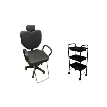 Imagem de kit para salão cabeleireiro - cadeira para salão cabeleireiro e carrin