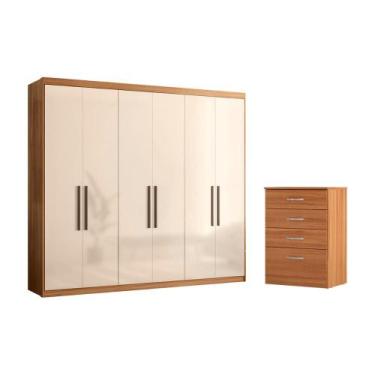 Imagem de Guarda Roupa e Cômoda Barcelona Amêndola Touch Off White - CASA H