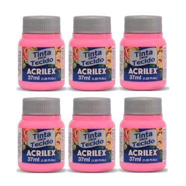 Imagem de Tinta Para Tecido Fosca Acrilex 37ml 6 Unidade Artesanato Fixação Frio Alta Cobertura – Fixação a Frio e Alta Cobertura Com Acabamento Fosco, Este Kit É A Escolha Perfeita Para Quem Busca Qualidade (Rosa 537)