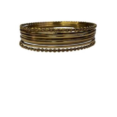 Imagem de Conjunto de Pulseiras Indiana Douradas 8 Argolas - Loja da Índia