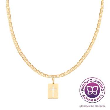 Imagem de Corrente Masculina Rommanel Diamantada Tamanho 60cm Com Pingente Cruz