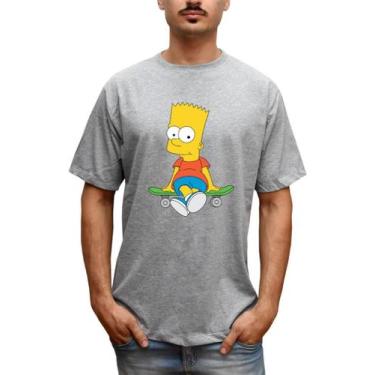 Imagem de Camiseta Masculina Bart Simpsons Skate - Bella Store, Cinza, P, Homem