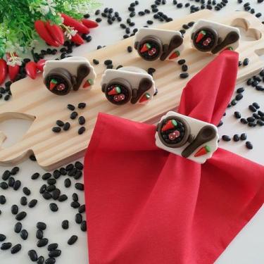 Imagem de Kit 04 Anéis Porta Guardanapo Argola Prendedor Mesa Posta Feijoada - C