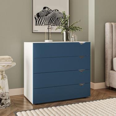Imagem de Cõmoda 4 Gavetas 83,8x90x46 Cm Porto Azul/branco