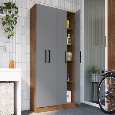 Imagem de Armário Multiuso 4 Portas Rivera 177cm X 103cm X 34 Cm Freijó/cinza