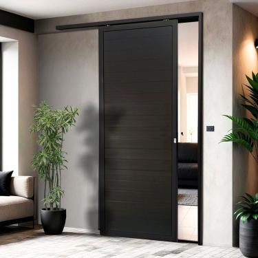 Imagem de Porta De Correr Suspensa 210cm X 70cm Lambril Dir L.25 Brimak Preto