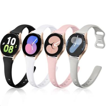 Imagem de GEAK Compatível com Samsung Galaxy Watch 7/6/4, 5 Pro, 4/4 Classic, Garmin, Ticwatch, Pulseira de silicone macia e fina de 20 mm, Preto/Branco/Cinza/Rosa areia, Pequeno/Grandes