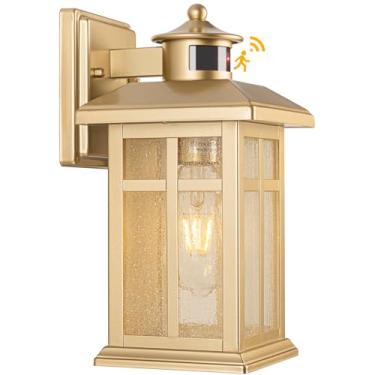 Imagem de Brilvibera Luminária Externa Moderna Com Sensor De Movimento, Dourada, À Prova D'Água, Do Anoitecer Ao Amanhecer, Para Casa, Garagem E Jardim