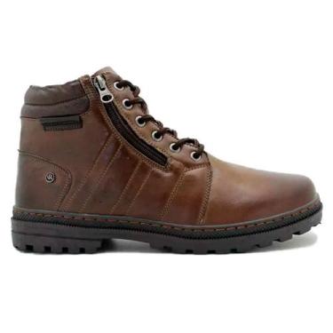 Imagem de Bota Coturno Masculina Couro Cano Médio Preto Marrom Café Modelo Novo 