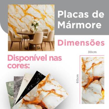 Imagem de Kit 40 Placas Adesivas 3D Mármore Dourado Vinílico Lavável Autocolante