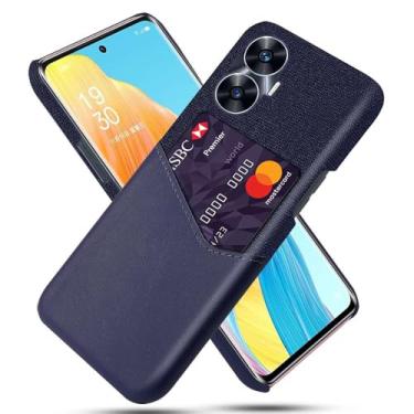 Imagem de Capa para Realme C55,Anti-deslizamento,Proteção contra quedas de 360°,Resistência à impressão digital,Tela e caso de couro PU com 1 slot de cartão atrás-Blue