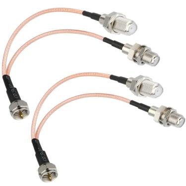 Imagem de Cabo coaxial divisor tipo F RG6, pacote com 2 antenas, 75 Ohm, divisor de 3 vias, adaptador RF macho para F fêmea dupla RG316, cabo coaxial 15 cm