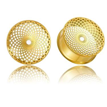 Imagem de LADEMAYH 2 peças de alargadores de orelha com design de vórtice para furos de orelha - alargador de orelha de aço inoxidável 316L alargador de orelha alargador de orelha brincos de piercing corporal