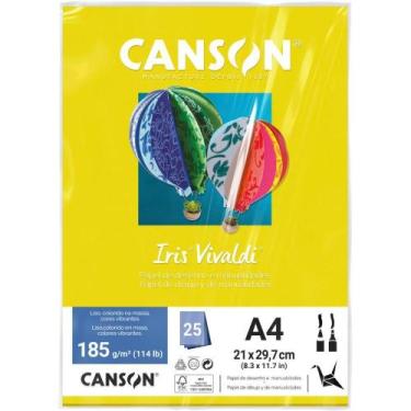 Imagem de Papel A4 Colorido IRIS Vivaldi Amarelo 185G  Pacote com 25 Folhas - Ca