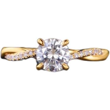 Imagem de Anel De Noivado Delicado Sarge 14k Ouro Torcido Diamante Infinito Solitário Moissanite Diamante Meia Eternidade