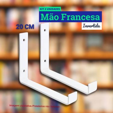 Imagem de Mão Francesa Invertida Kit 2 Unid de 20 CM - Acompanha Buchas e Parafusos - Branco
