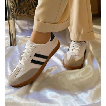 Imagem de Tênis Esportivo Casual Feminino Confortável e Lindo - Lolizza, Branco,