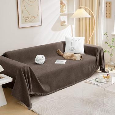 Imagem de MEETSKY Capa de sofá para cães, lavável para sofá com 3 almofadas, capas de sofá grandes, sofá para sala de estar, 231 x 340 cm, chocolate amargo