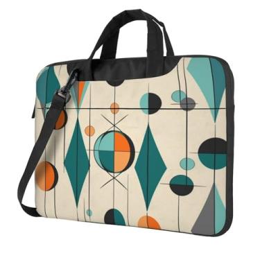 Imagem de Capa para laptop geométrica de meados do século, à prova de choque, capa protetora para notebook portátil, bolsa à prova d'água, Preto, 15.6 inch
