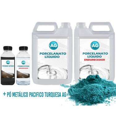 Imagem de Kit Porcelanato Líquido Metálico Pacifico Turquesa Ag Por M