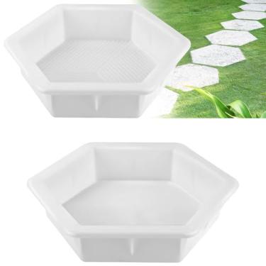 Imagem de Molde hexagonal de 2 tamanhos, moldes de cimento reutilizáveis de 23 cm/29 cm para concreto, moldes de concreto de plástico para passarelas, pavimento e jardim