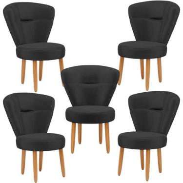 Imagem de Conjunto 5 Cadeiras para Sala de Espera Cozinha Decorativa Tecido Velu