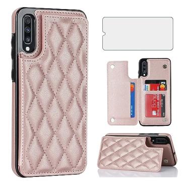Imagem de Asuwish Capa de telefone para Samsung Galaxy A70 Capa carteira com protetor de tela de vidro temperado e suporte de cartão de crédito RFID de couro com compartimento para suporte, acessórios robustos